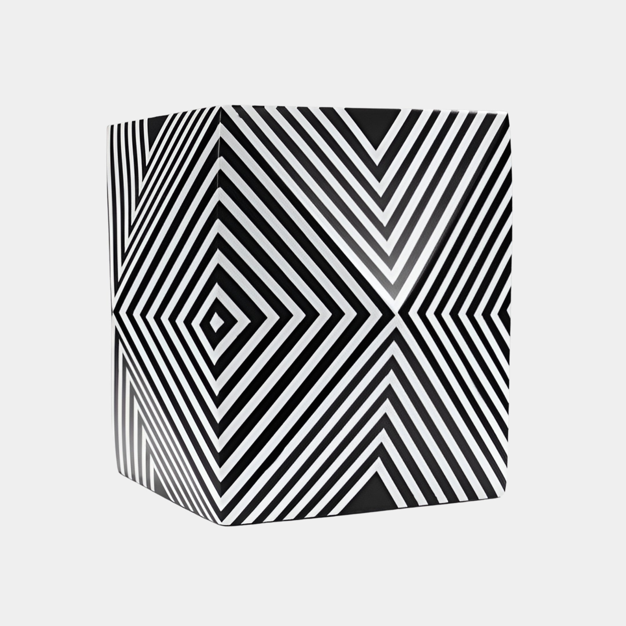 Hazeshaw Black & White Geometric Side Table - 48cm