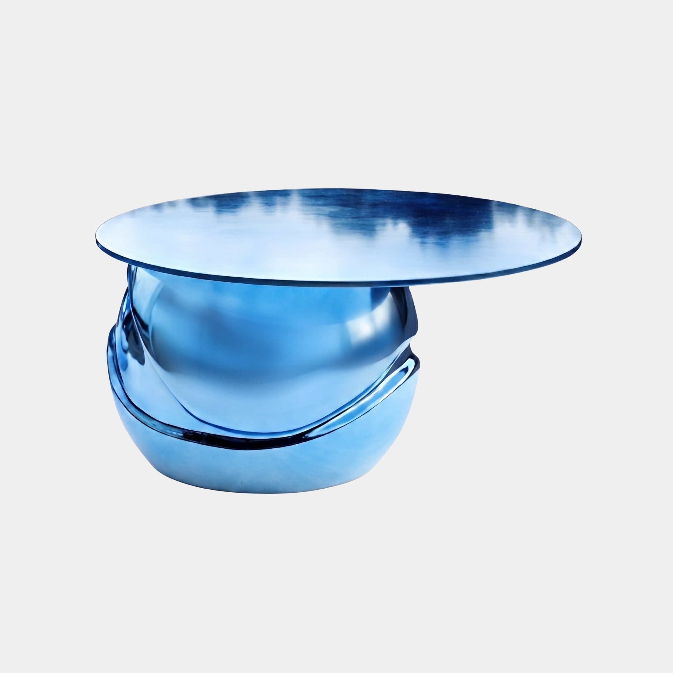 Holtstow Blue & Silver Round Coffee Table - 60cm