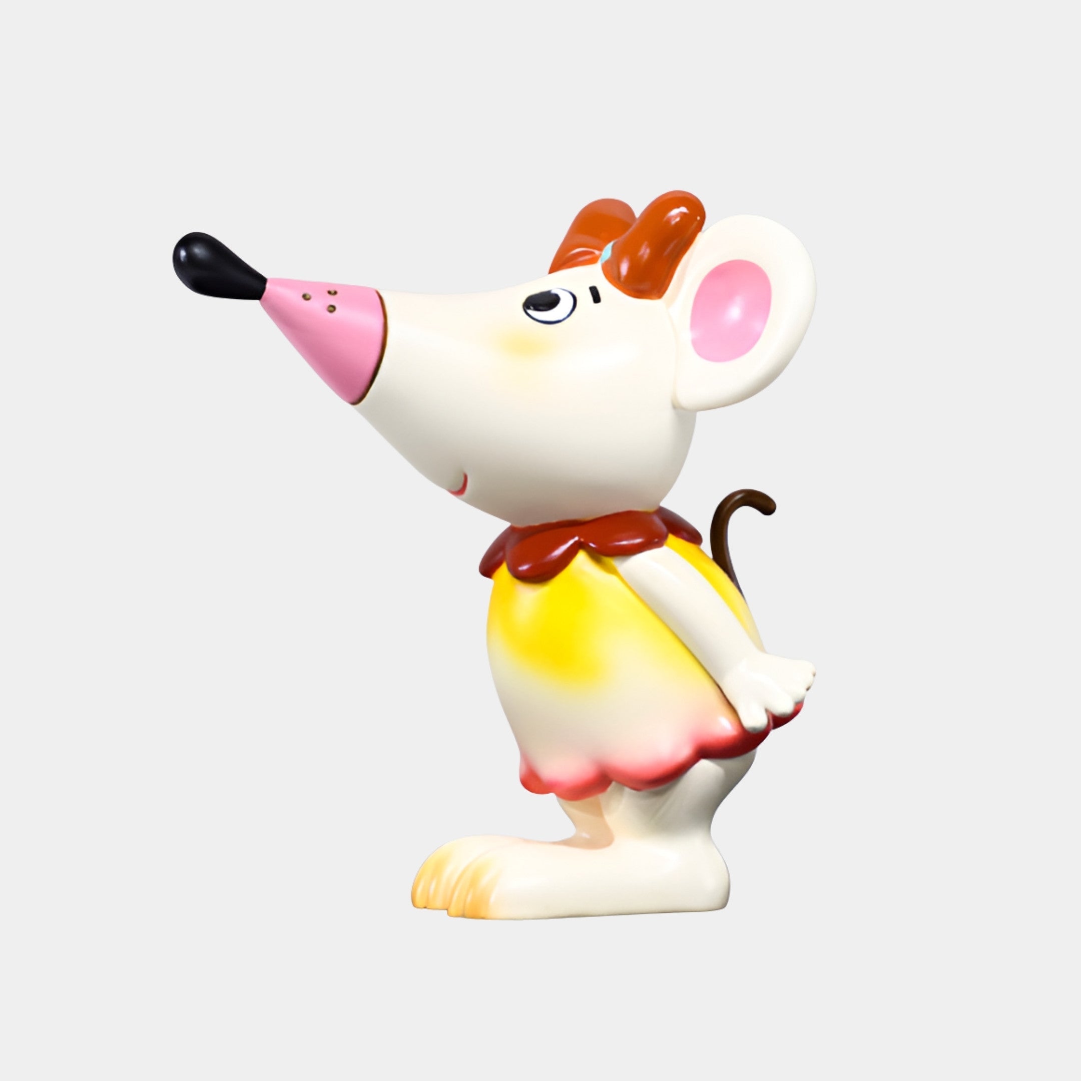 Burnwell White & Yellow Mouse Sculpture - 40cm