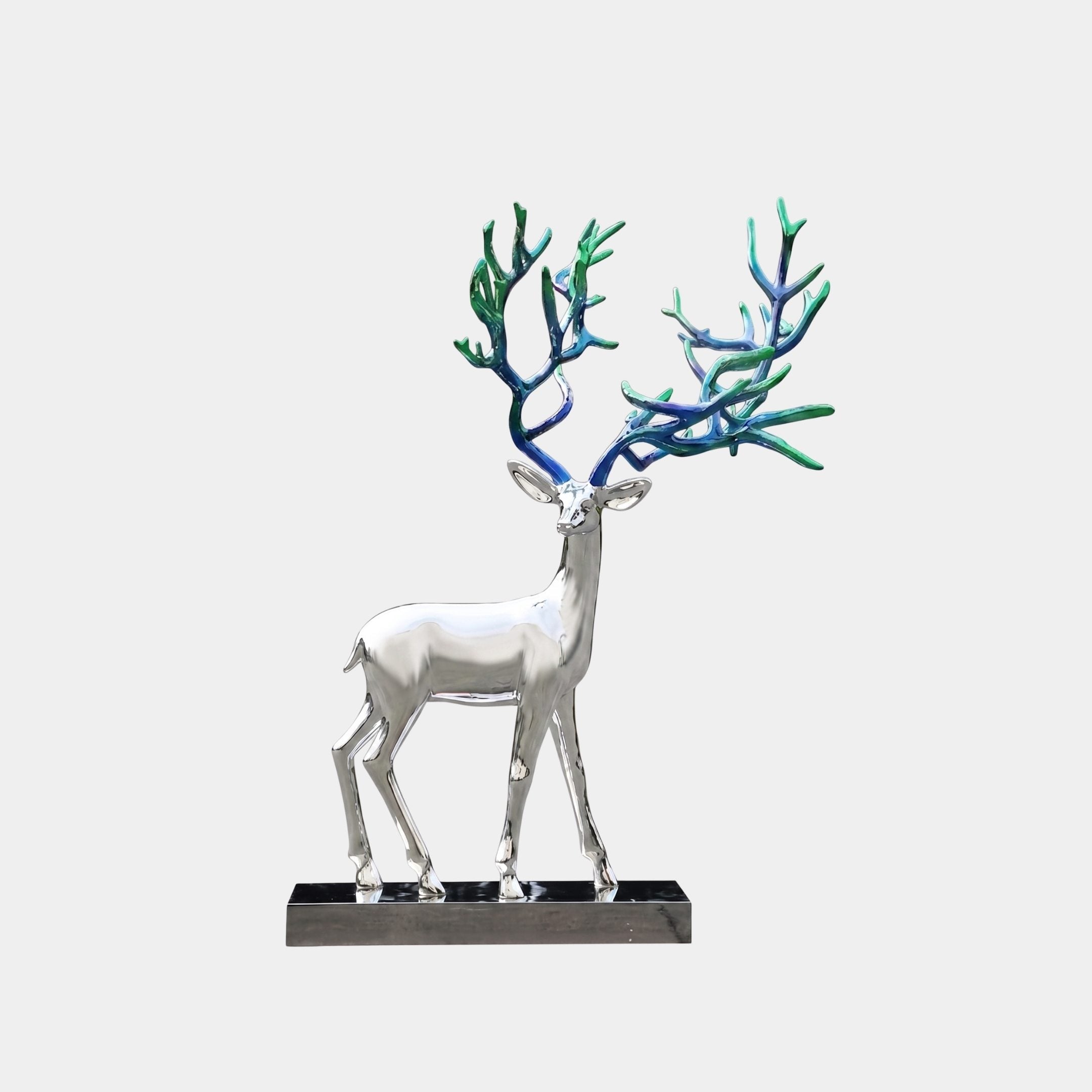 Glendale White & Green Deer Sculpture - 158cm