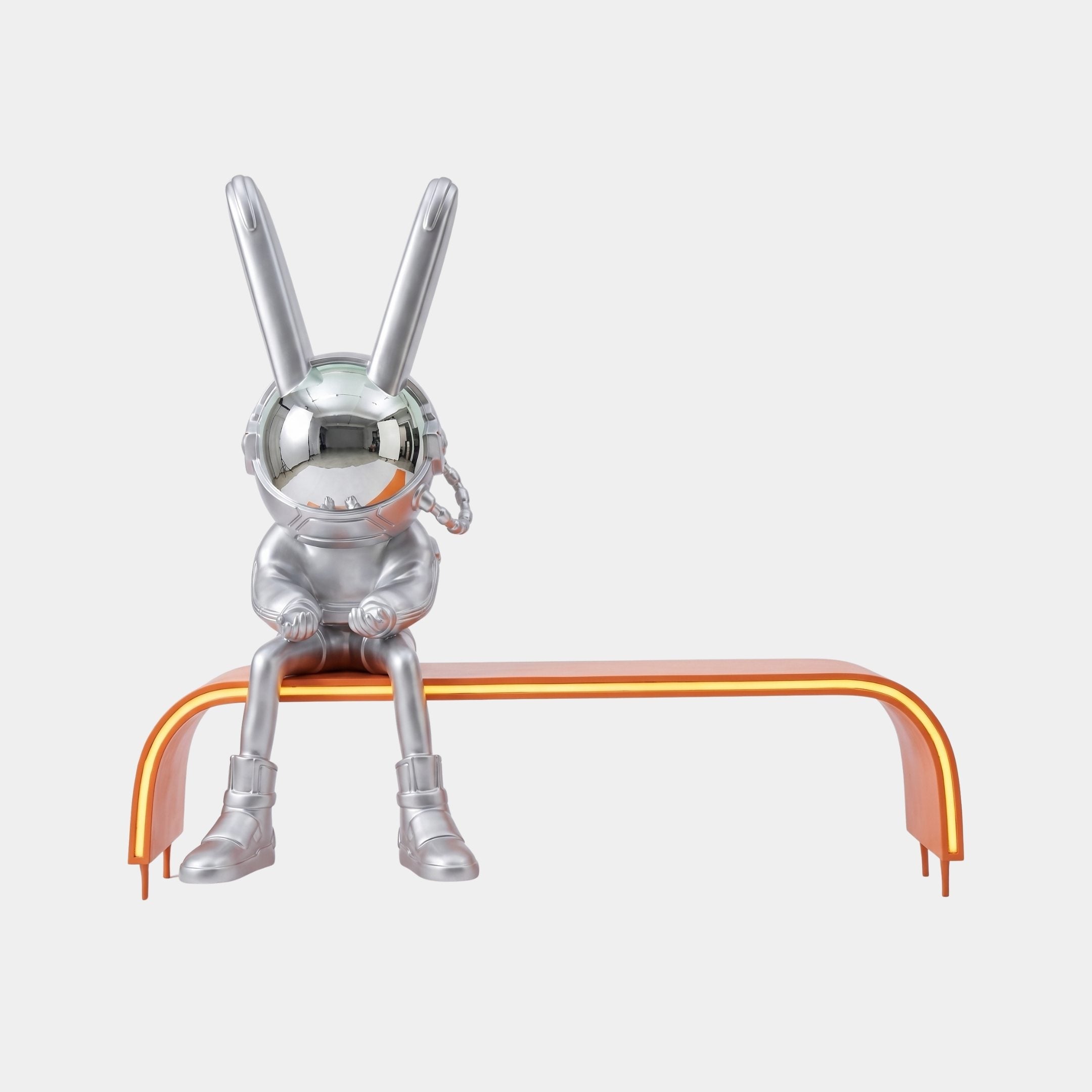 Penwell White & Silver Rabbit Sculpture - 220cm