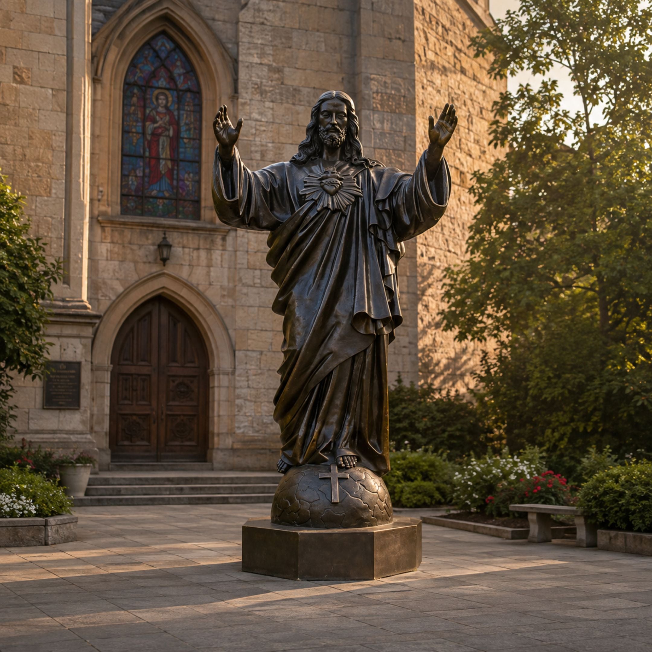 Monumental Classical Sacred Heart of Jesus Bronze Statue - 400cm