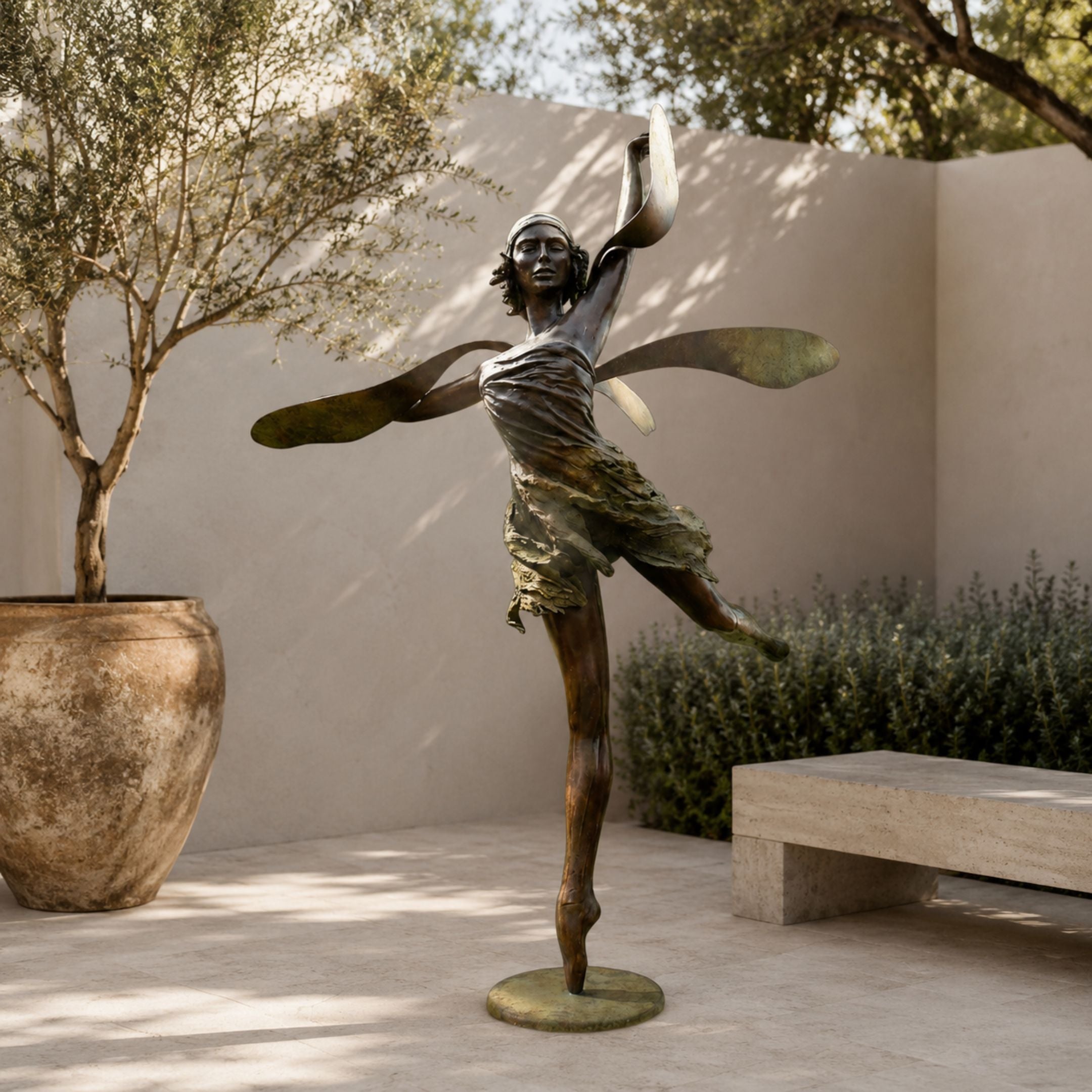 Monumental Contemporary Dancing Fairy Bronze Sculpture - 380cm