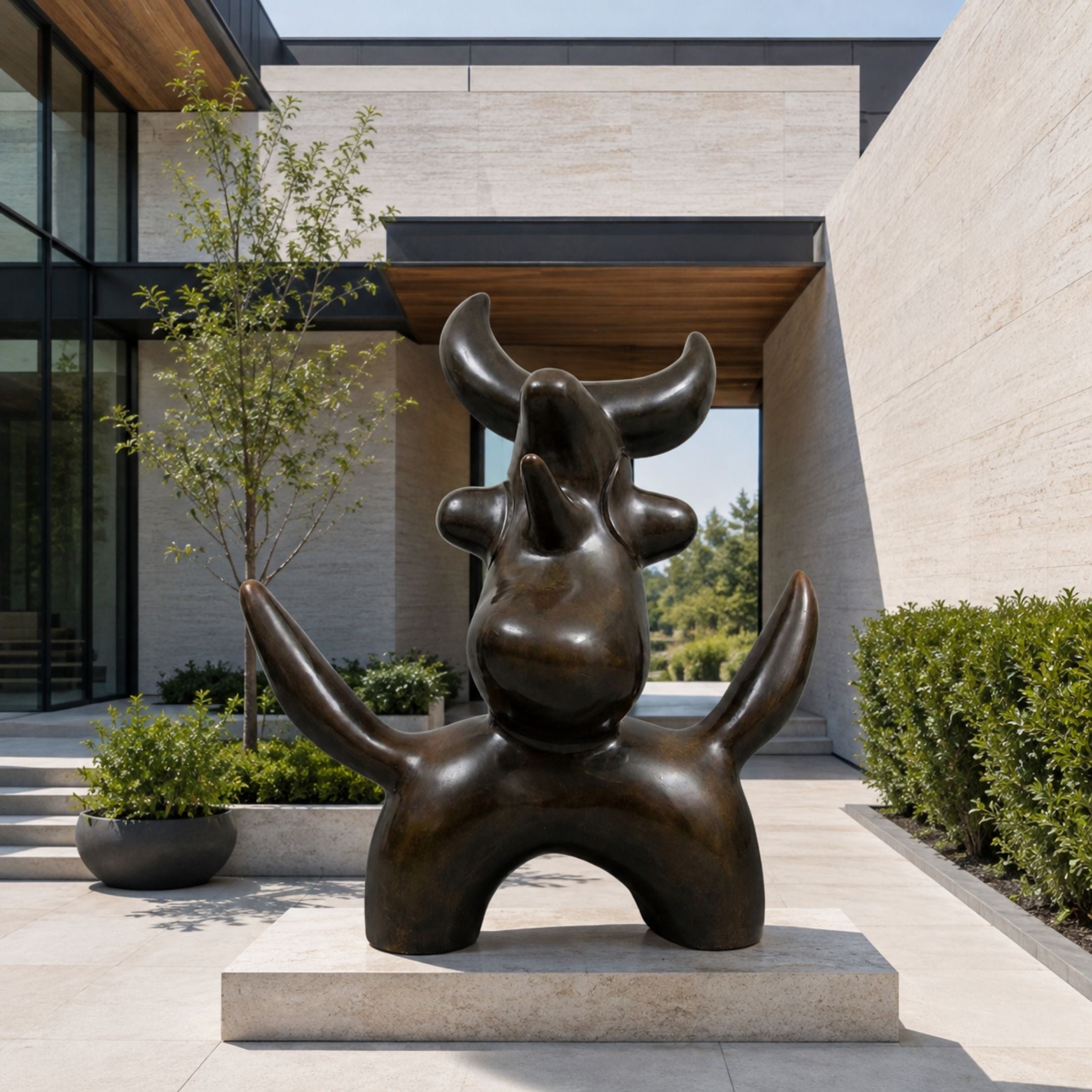 Large Modern Abstract Bull Bronze Sculpture - 120cm