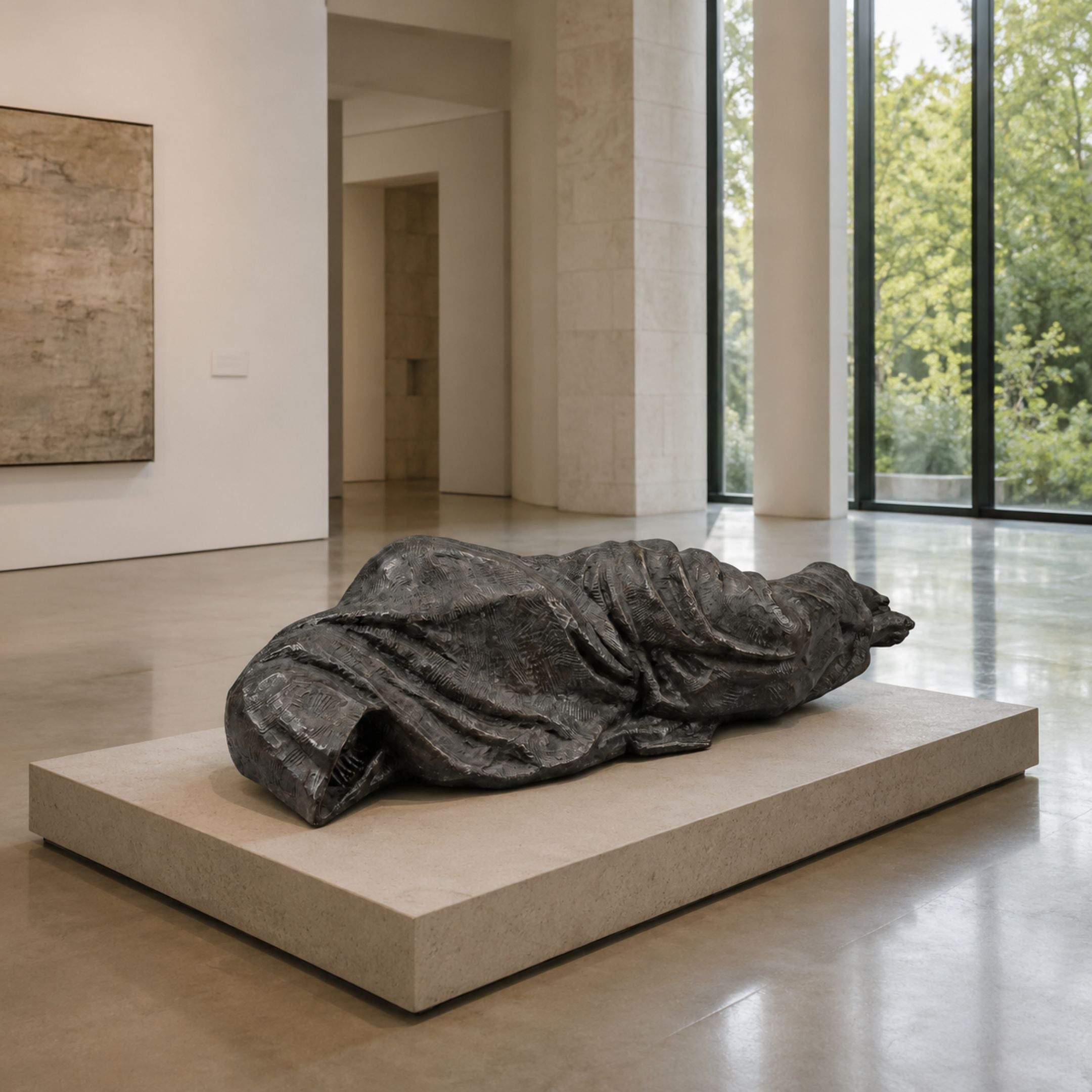 Life-Size Contemporary Robed Figure on Bench Bronze Sculpture - 120cm
