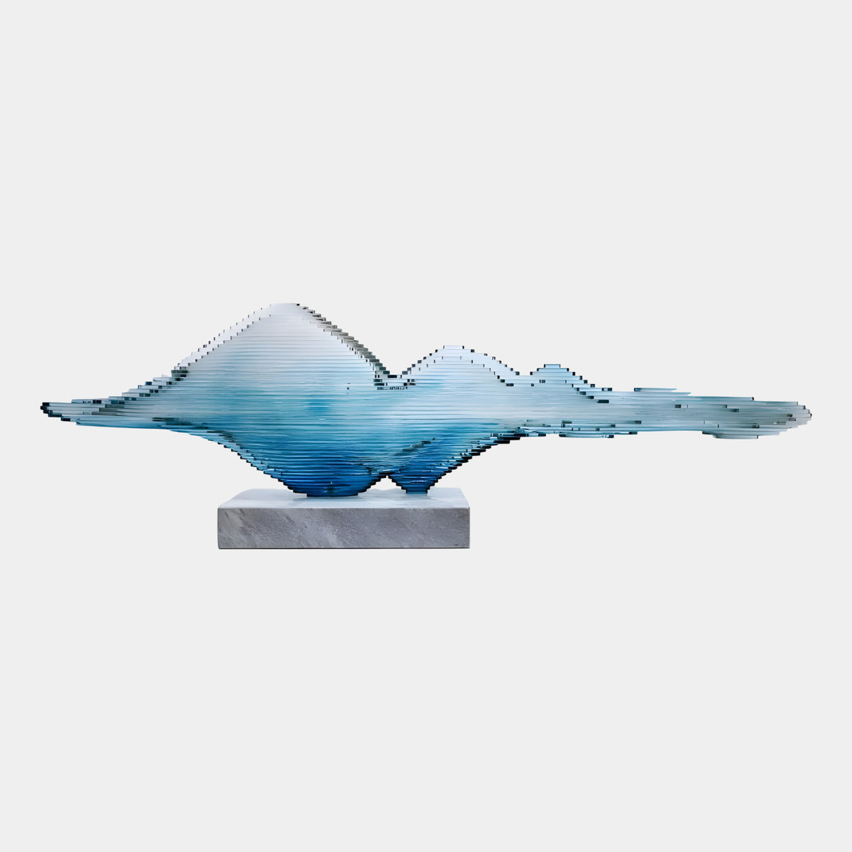 Blue & Clear Long Ridge Layered Acrylic Sculpture - 200cm