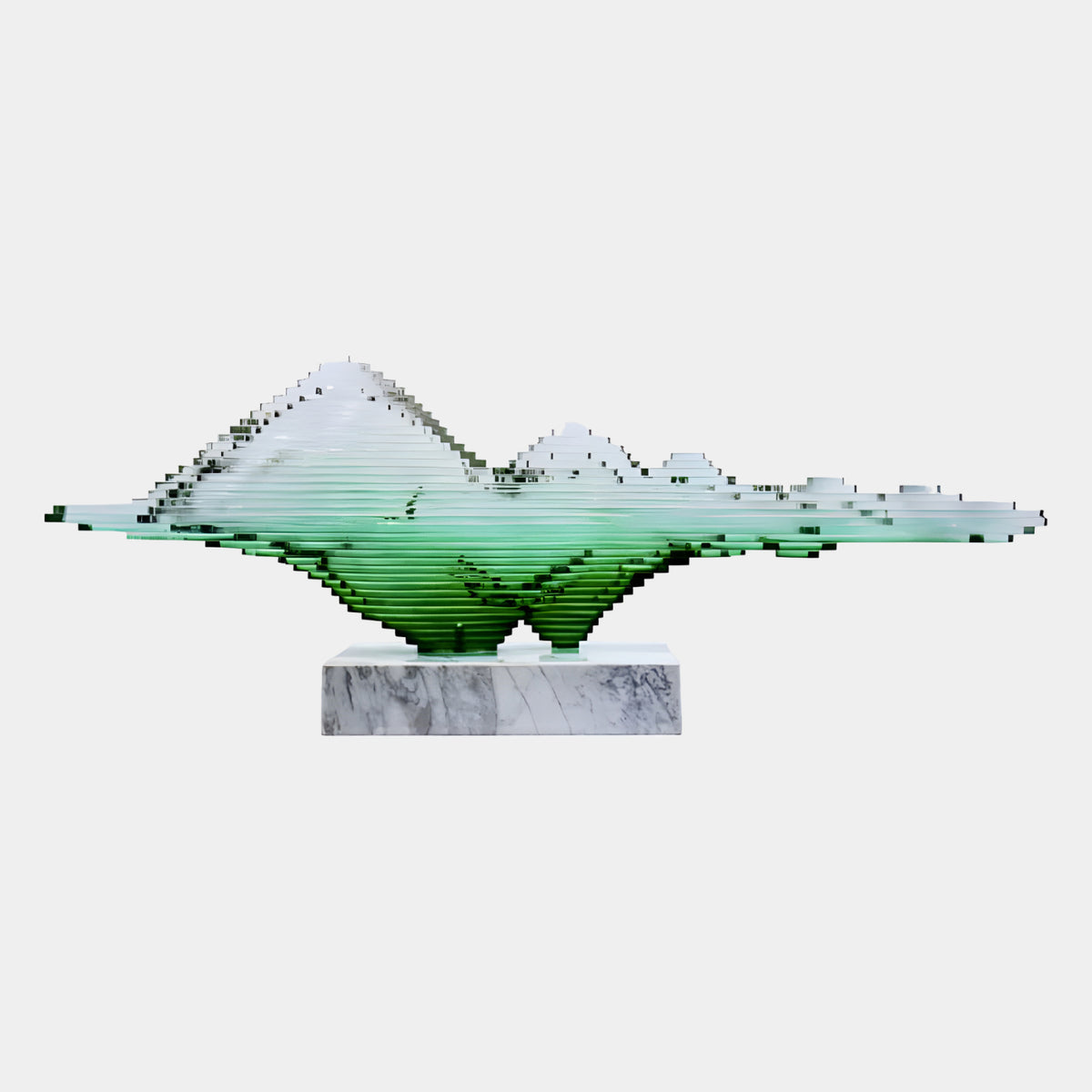 Green Layered Mountain Range Acrylic Sculpture - 120cm