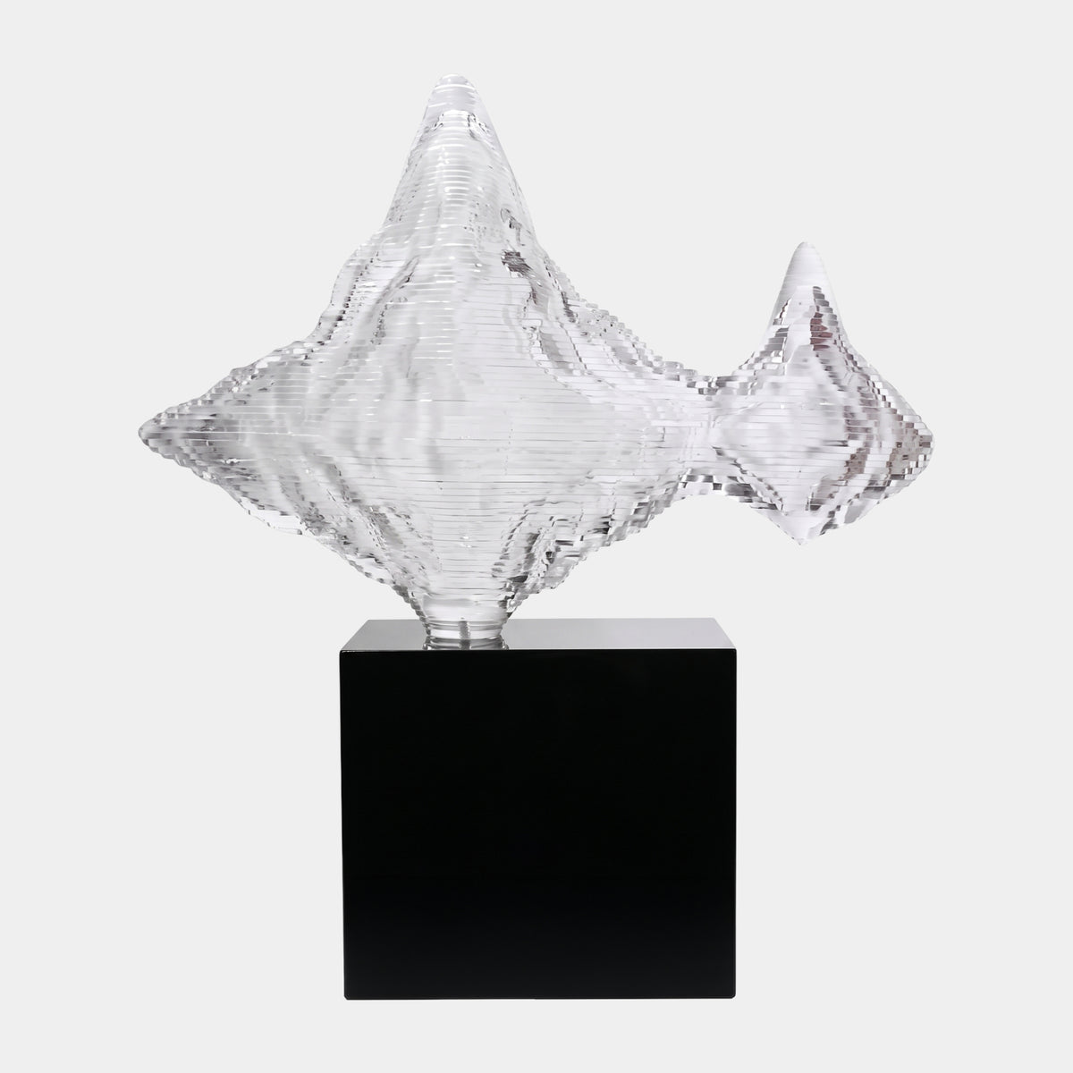 Clear Twin-Peak Mountain Layered Acrylic Sculpture - 168cm