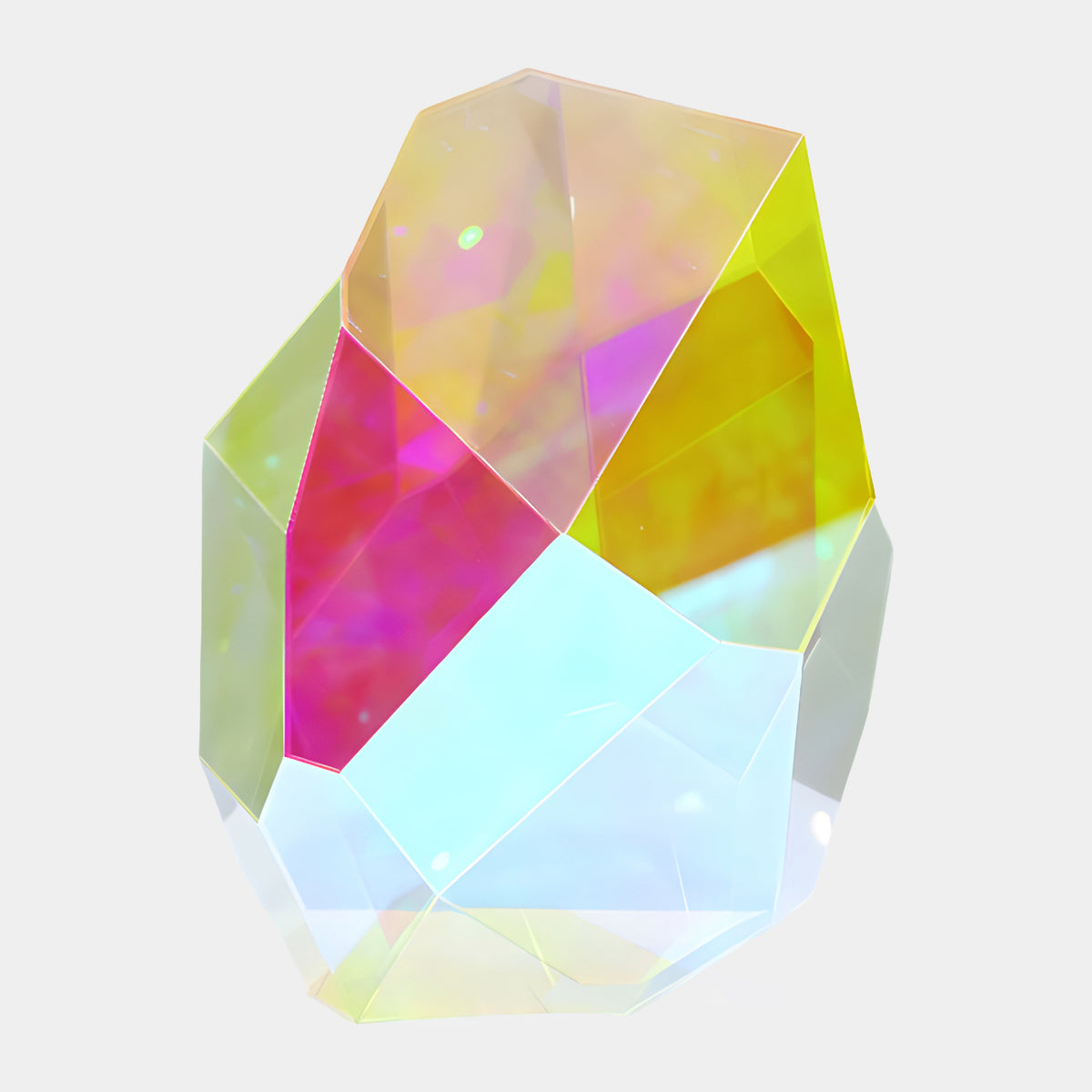 Magenta & Yellow Windowed Gem Acrylic Sculpture - 50cm