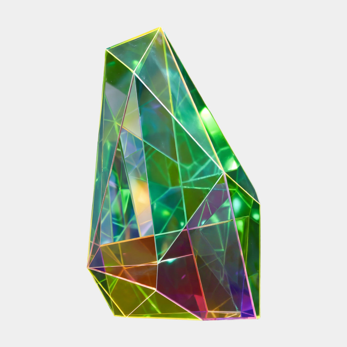 Acid Green Faceted Shard Acrylic Sculpture - 40cm