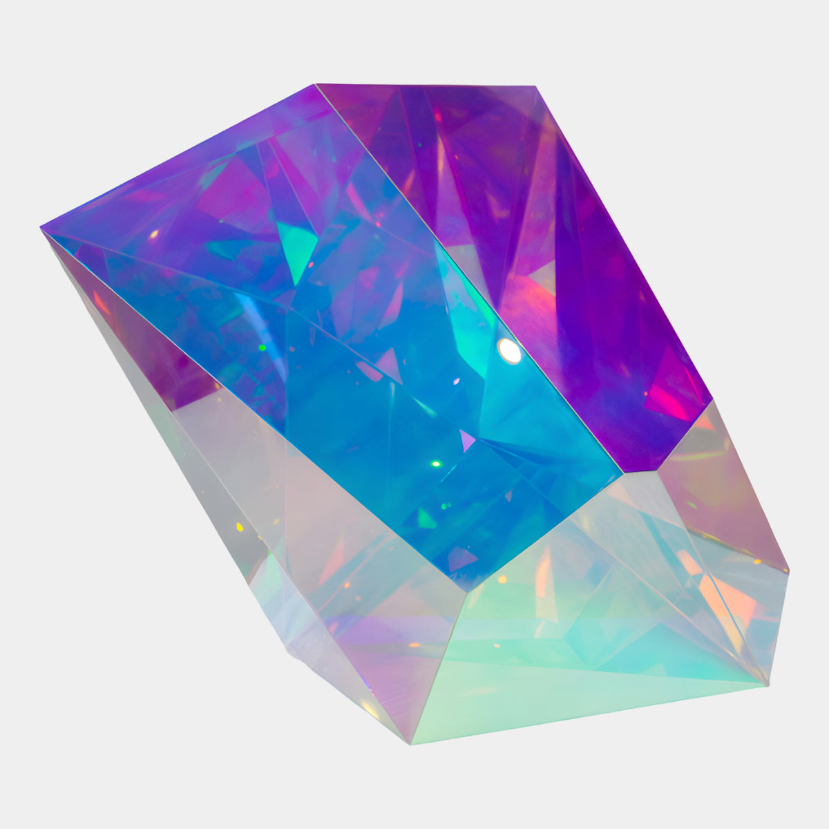 Blue & Purple Tilted Cube Acrylic Sculpture - 60cm