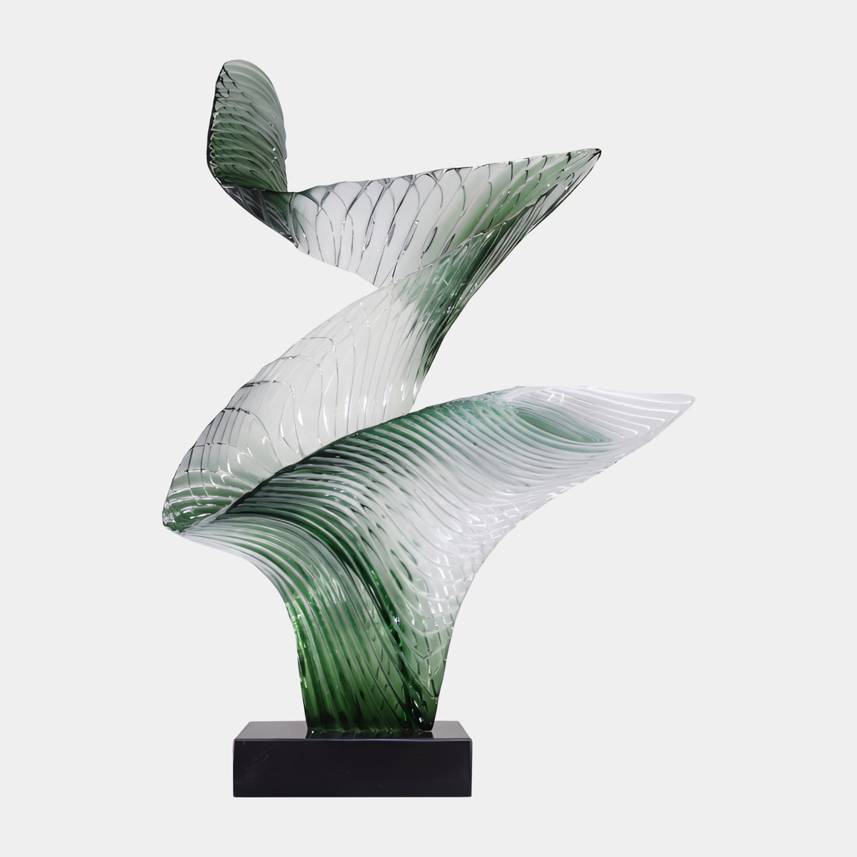 Green Ribbed Zigzag Twist Cast Resin Sculpture - 125cm