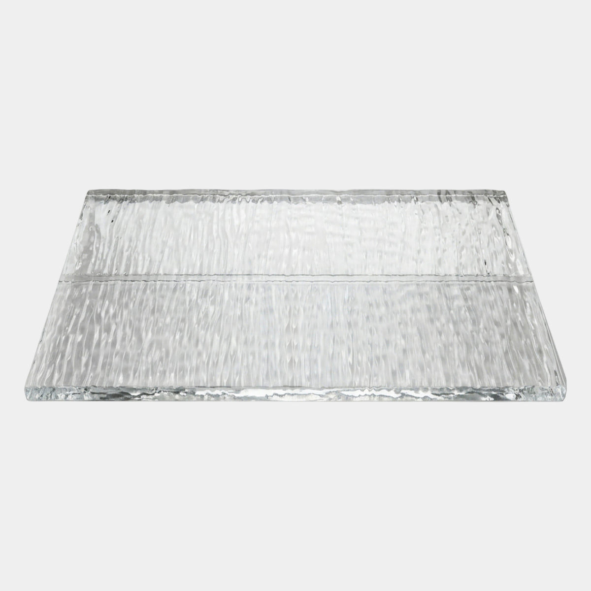 Clear Rippled Panel Acrylic Sculpture, 165cm, flat clear acrylic panel with rippled texture and thick glassy edges, shown on a plain white background.