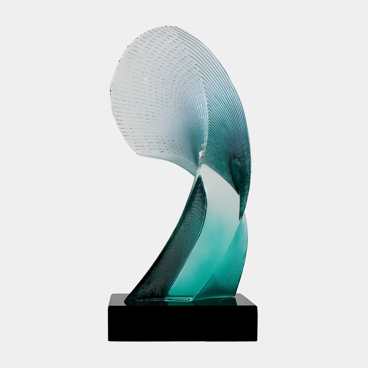 Turquoise Fine-Ribbed Quarter Fan Resin Sculpture - 56cm