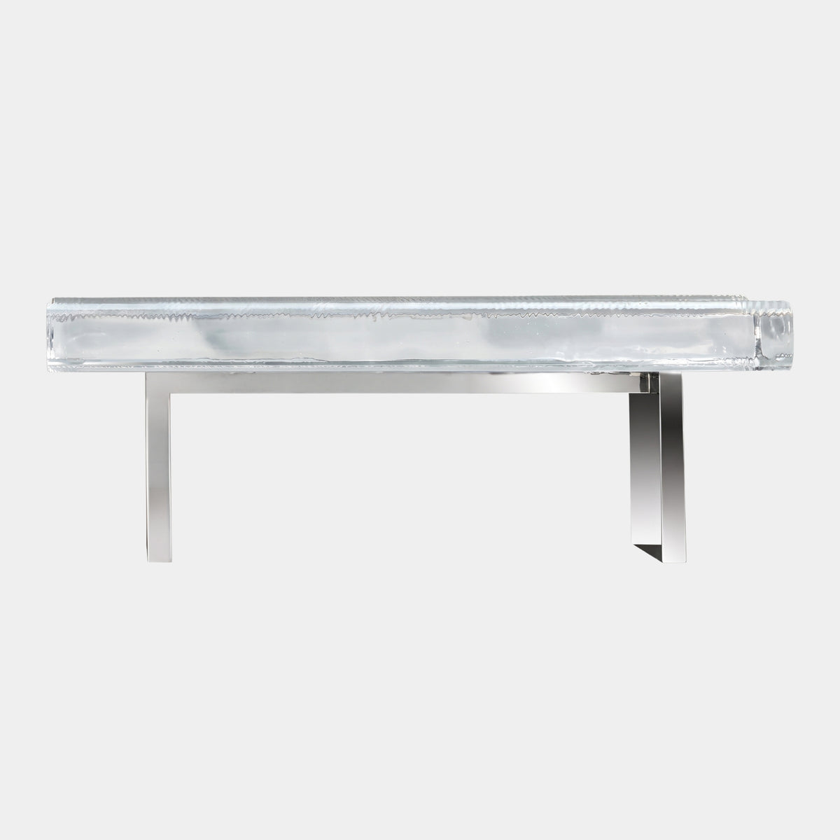Clear Rippled Edge Acrylic Slab Bench on Metal Legs - 120cm