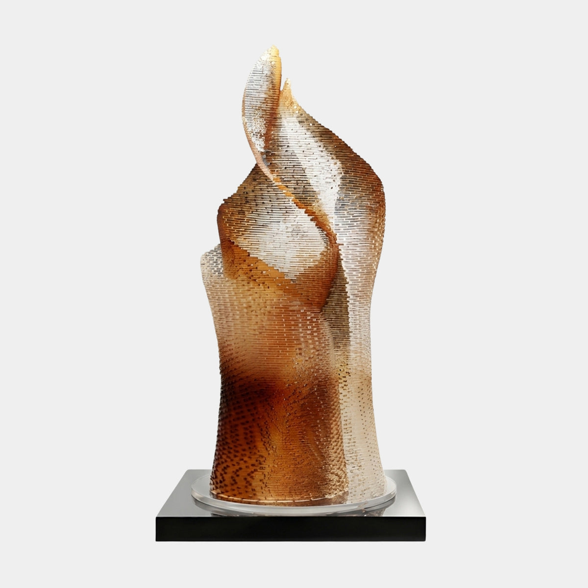 Amber & Clear Tiled Flame Column Resin Sculpture - 200cm