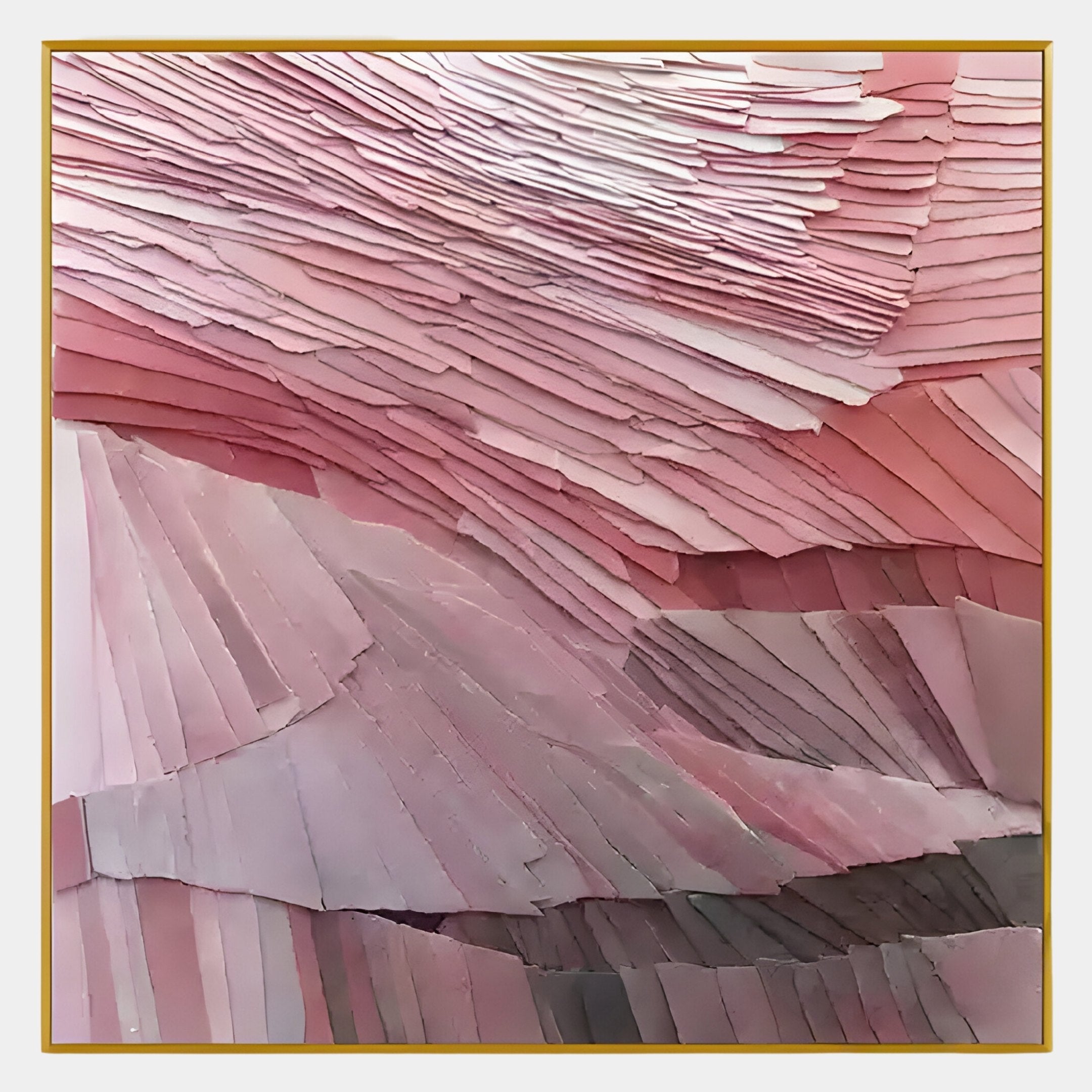 Terrane Graceful Pink Layered Abstract Wall Art by Giant Sculptures showcases a wabi-sabi-inspired, wave-like texture in pinks and mauves—ideal for modern minimalist spaces seeking subtle, organic beauty.