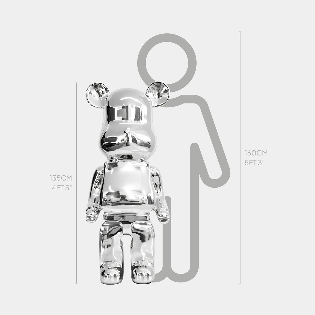 Mystic Chrome Bear Sculpture 135cm | Giant Sculptures