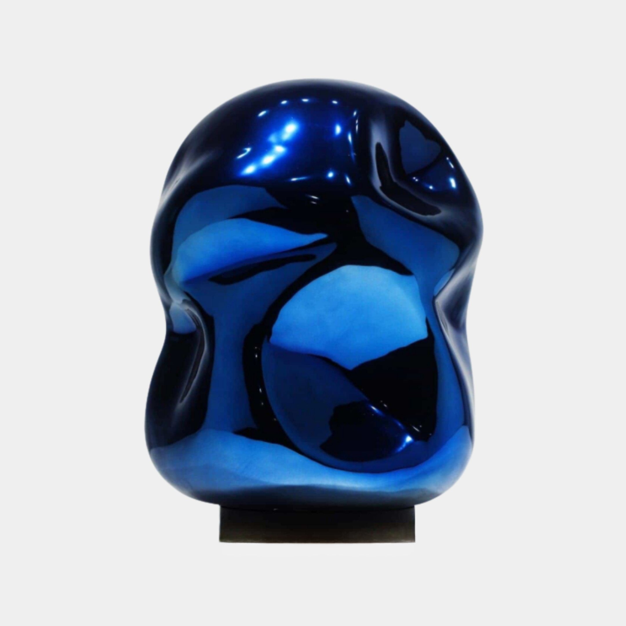 Blue Boulder Form Metal Sculpture - 53cm