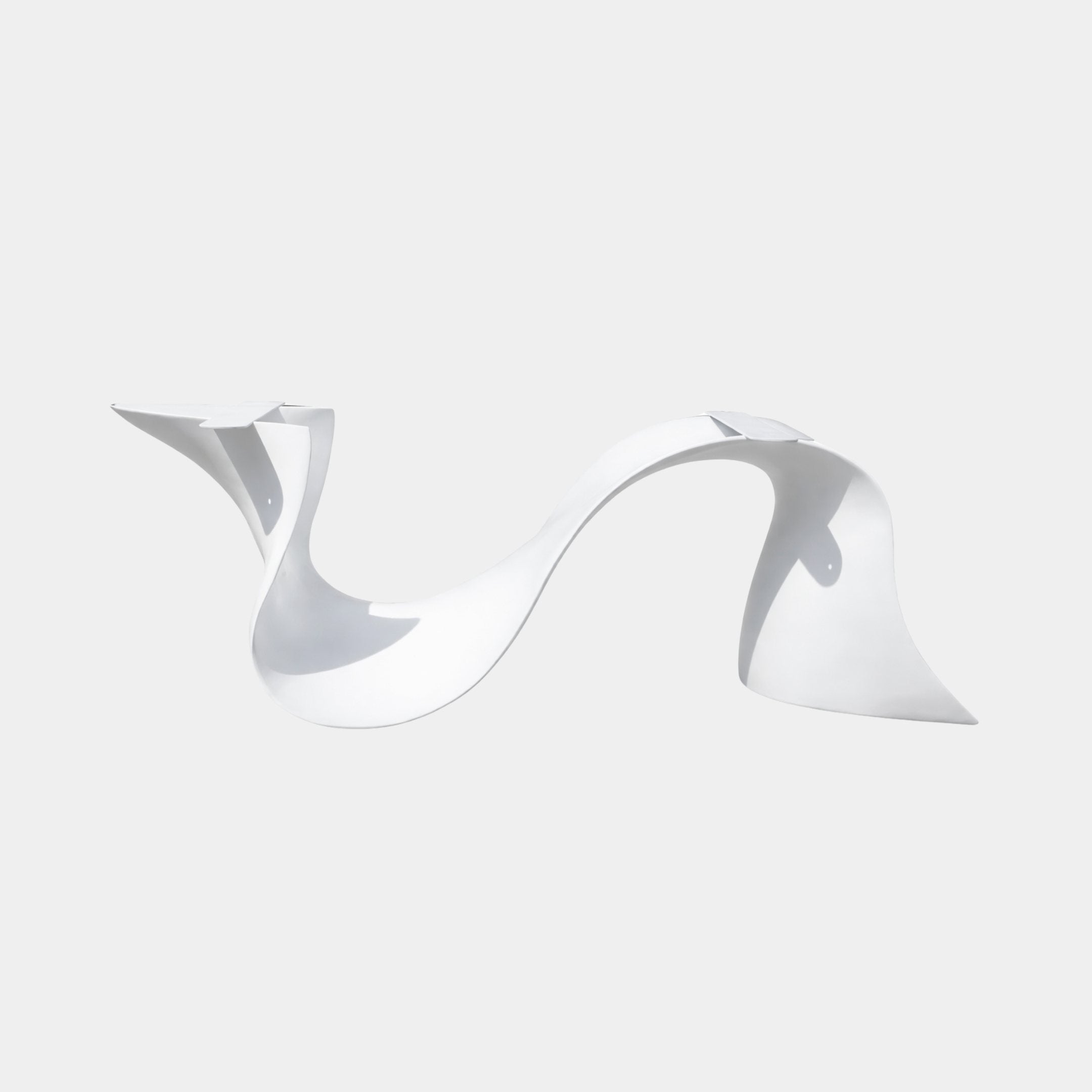 White Abstract Flowing Wave Bench Metal - 170cm