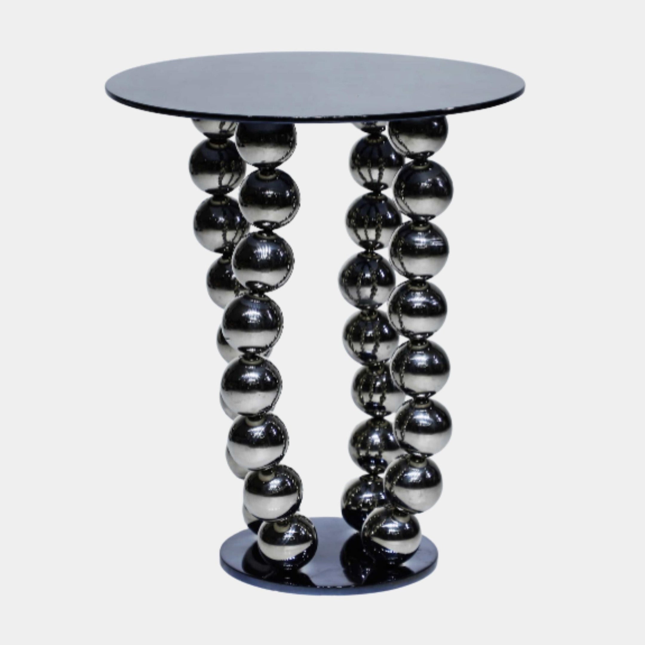 Black Sphere Column Side Table Metal - 50cm