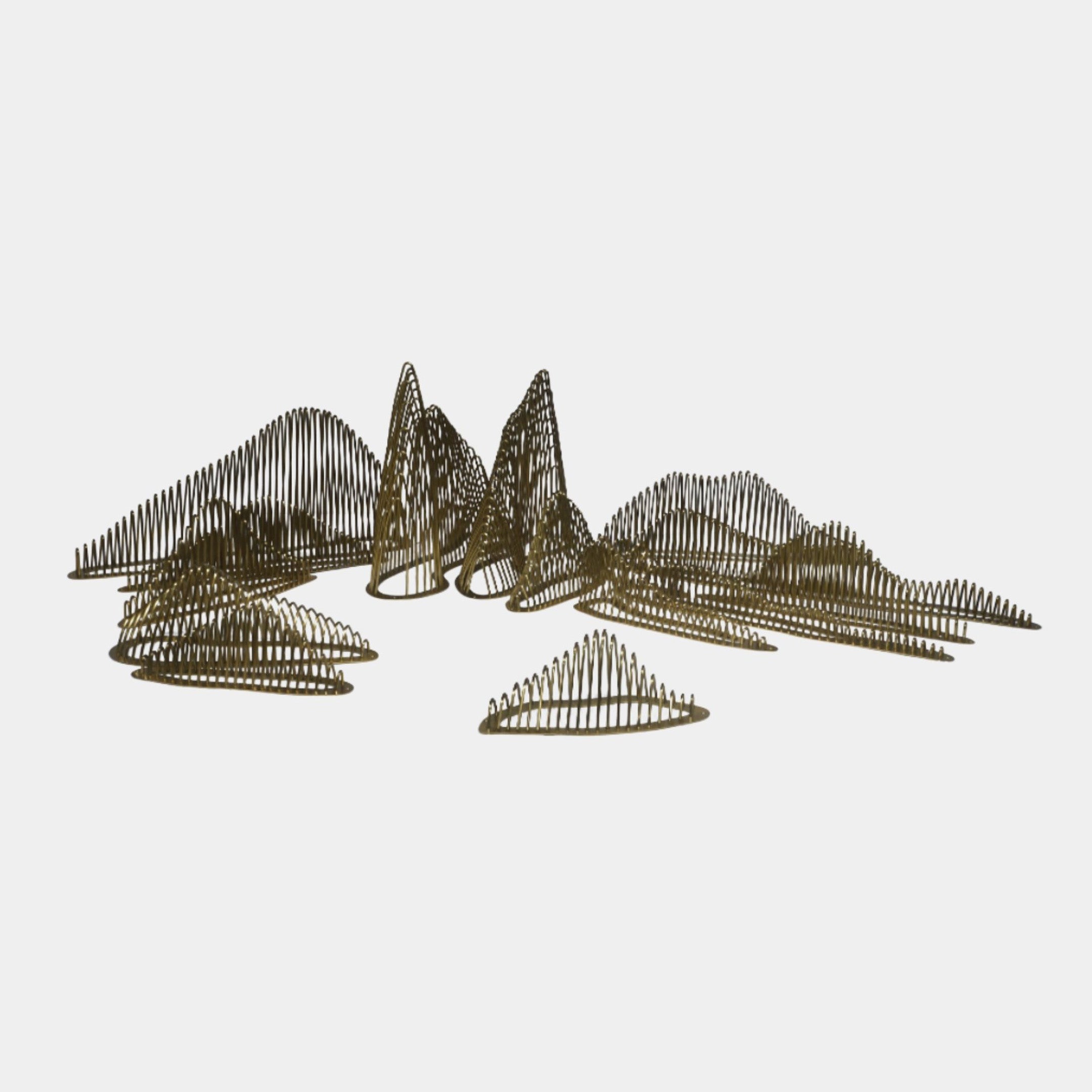 Gold Wire Mountain Range on Marble Base Sculpture - 250cm