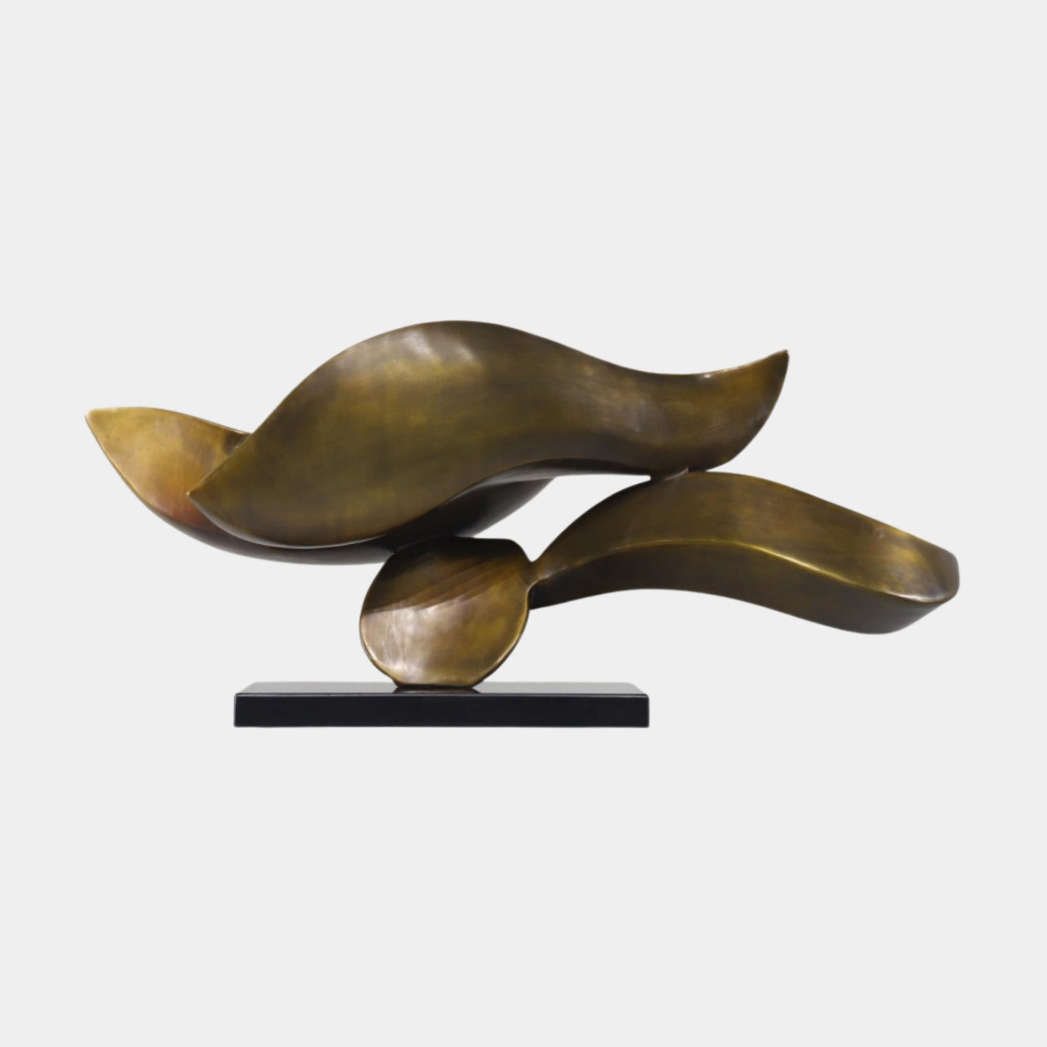 Bronze Abstract Organic Wave Sculpture Brass - 91cm