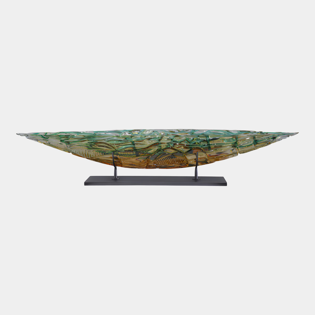 Green & Yellow Woven Lattice Boat Resin Sculpture - 190cm