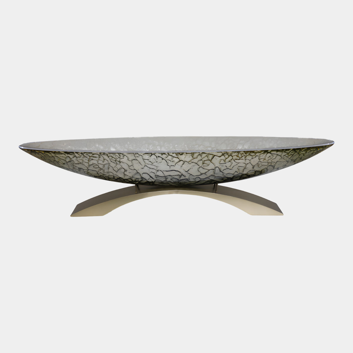 Grey & Gold Crazed Web Boat Vessel Resin Sculpture - 220cm