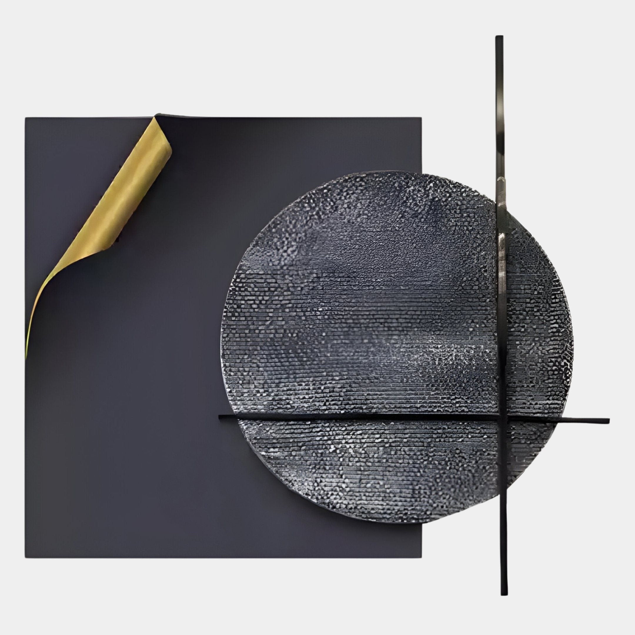Tesselle Black Metal Fold & Grey Textured Geometric Wall Art by Giant Sculptures features abstract shapes and intersecting lines—ideal for modern minimalist decor.