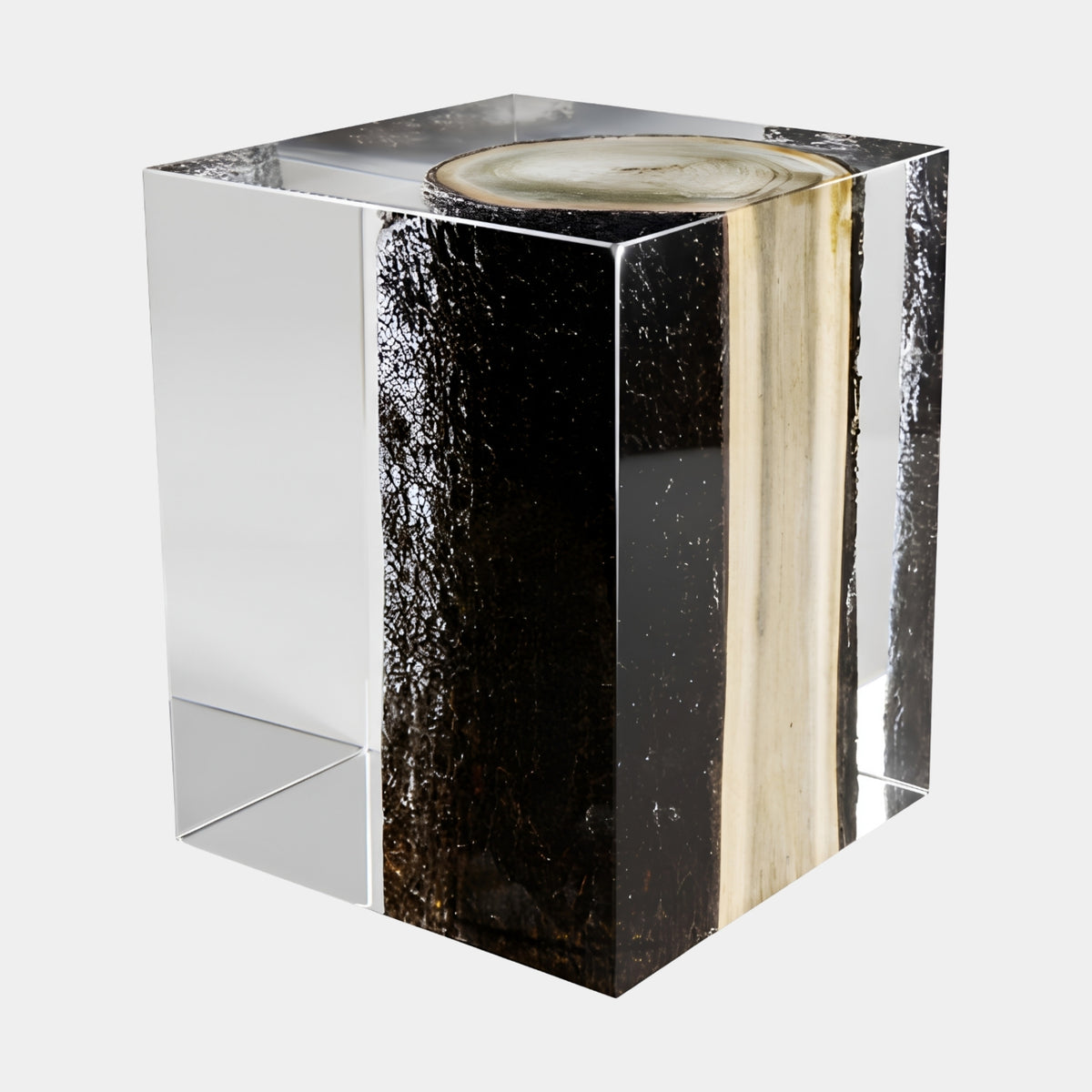 Brown Charred Bark Log Resin Block - 43.5cm
