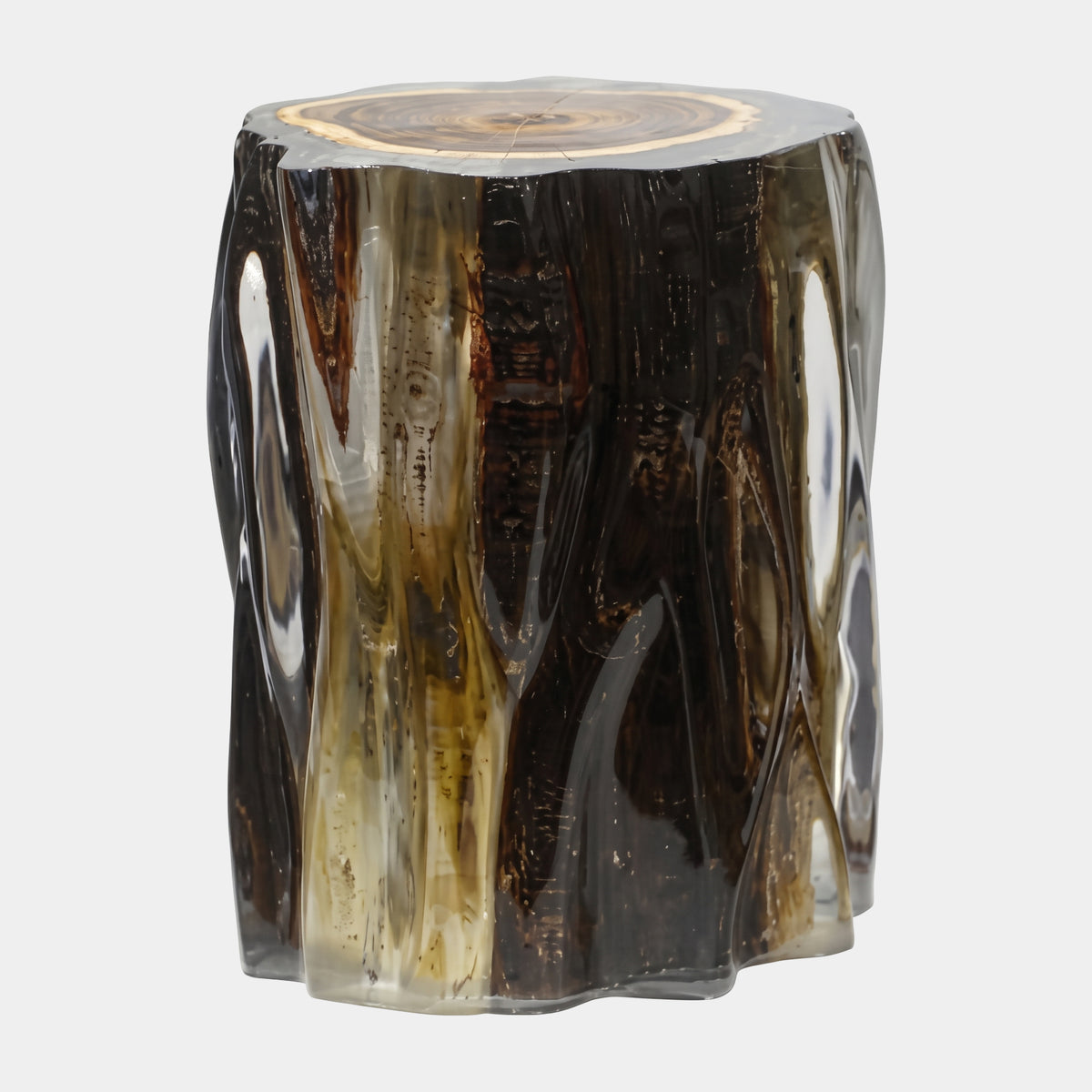 Brown & Amber Fluted Stump Resin Sculpture - 45cm