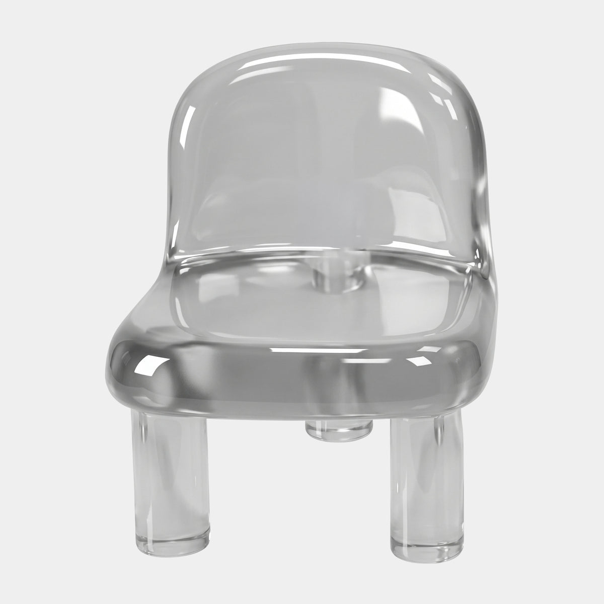Clear Rolled Seat Cast Resin Chair - 65cm