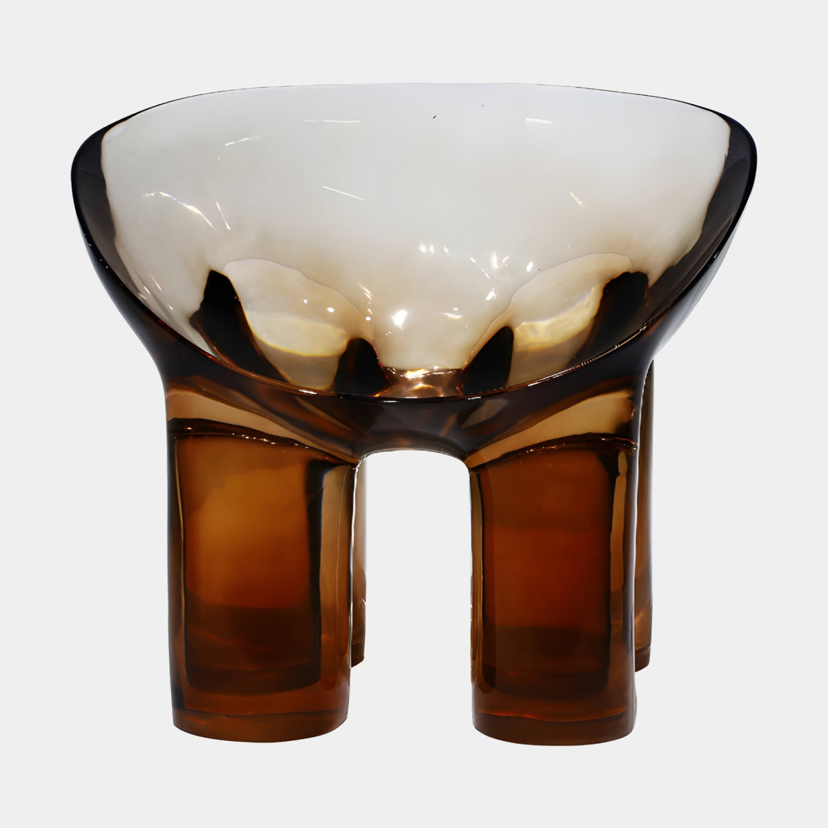 Smoky Brown Bowl Seat Cast Resin Lounge Chair - 64cm