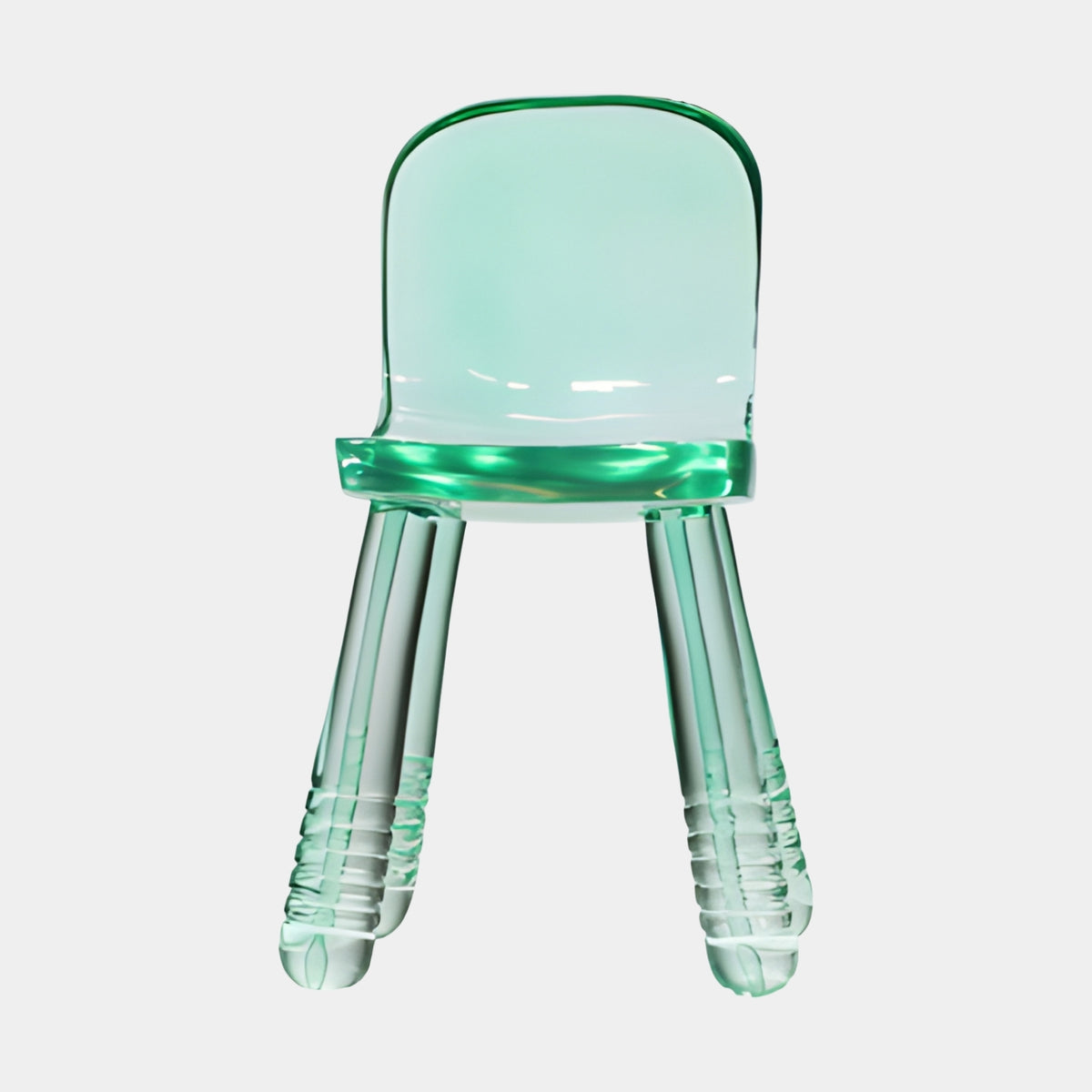 Green Ribbed Leg Resin Dining Chair, 72cm, with translucent green arched back and ribbed, splayed legs, shown on a plain white background.