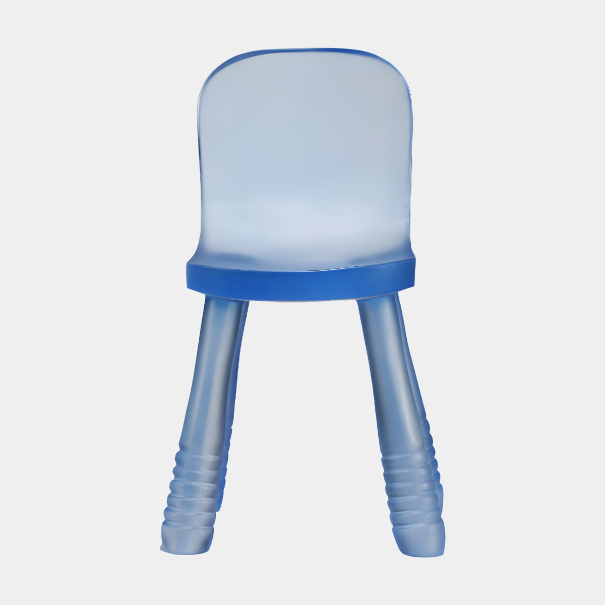 Frosted Blue Ribbed Leg Resin Dining Chair - 72cm