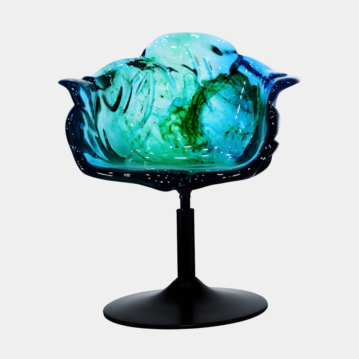 Aqua & Green Swirl Petal Resin Swivel Chair - 75cm