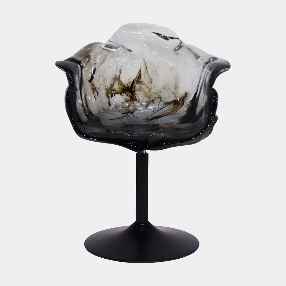 Grey & Sepia Swirl Petal Resin Swivel Chair - 75cm