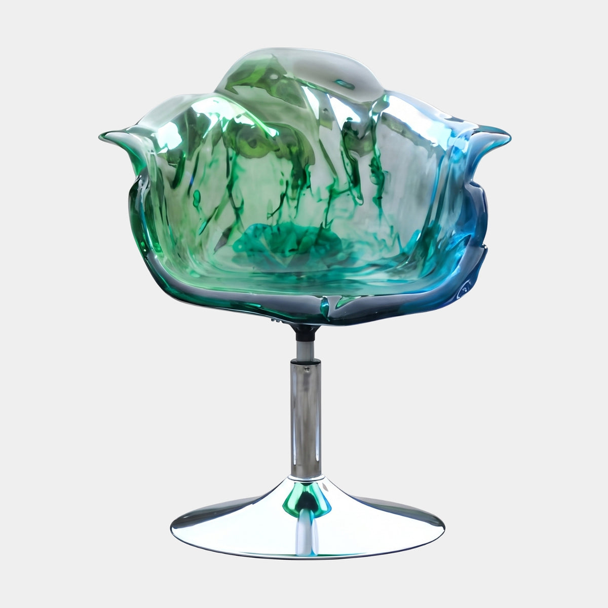 Green & Blue Swirl Petal Resin Swivel Chair - 75cm