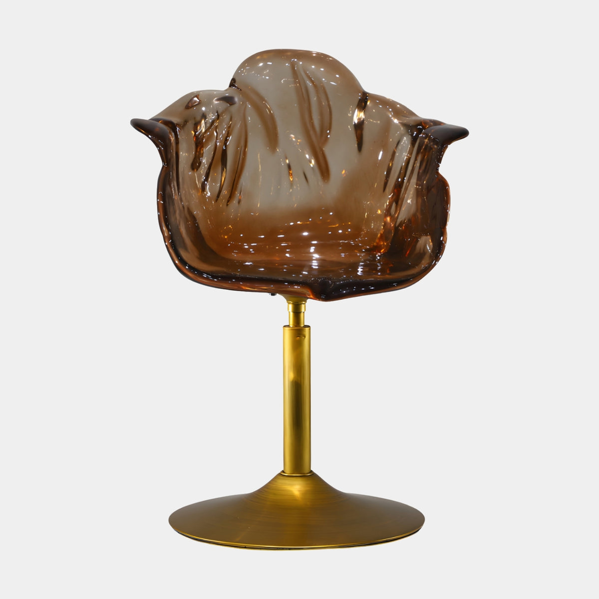 Amber Brown Petal Shell Resin Swivel Chair - 80cm