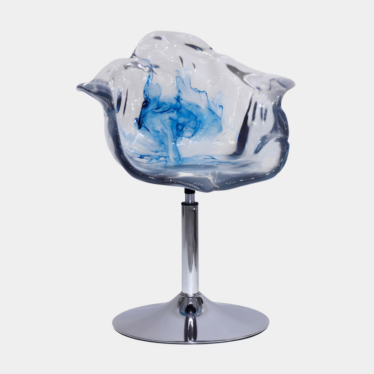 Clear & Cobalt Petal Shell Resin Swivel Chair - 80cm