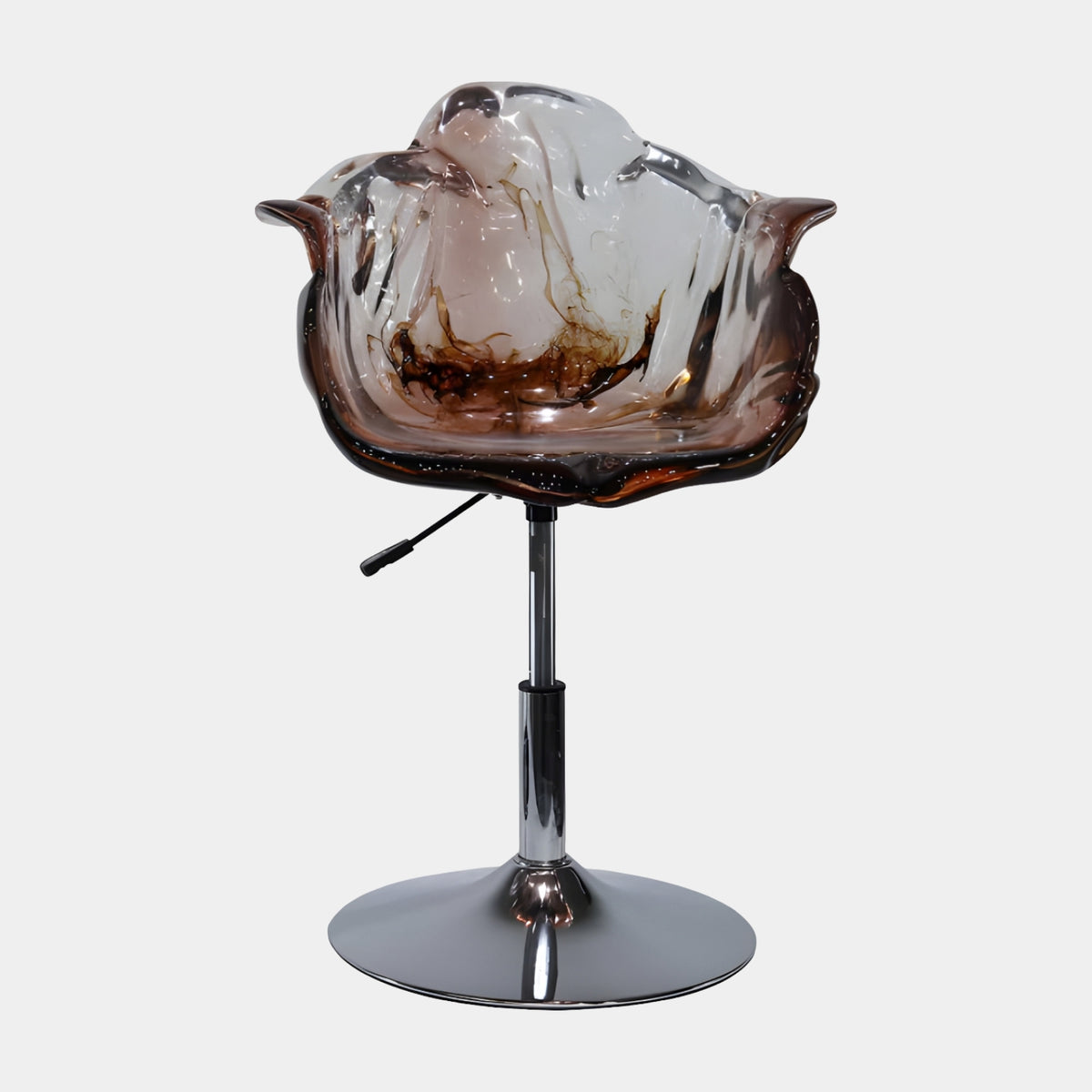 Clear & Brown Swirl Petal Resin Swivel Chair - 80cm