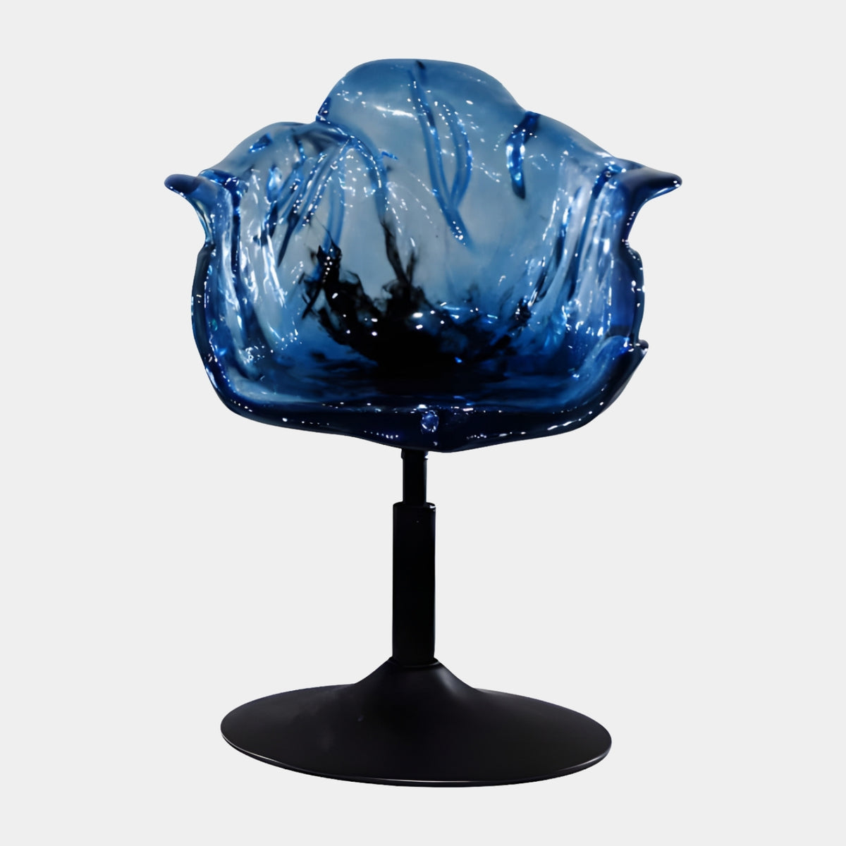Sapphire Blue Swirl Petal Resin Swivel Chair - 80cm