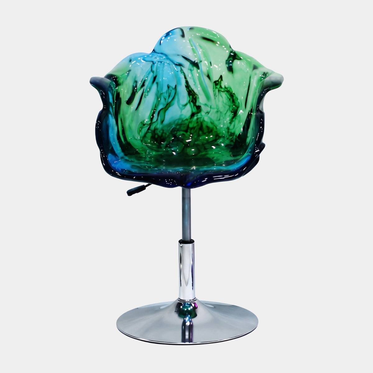 Turquoise & Emerald Swirl Petal Resin Swivel Chair - 80cm