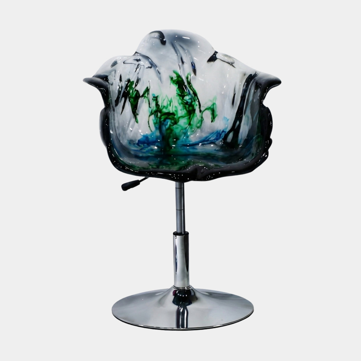 Clear & Green Swirl Petal Resin Swivel Chair - 80cm