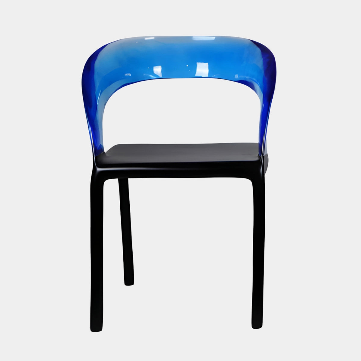 Blue & Black Curved Back Resin Dining Chair - 75cm