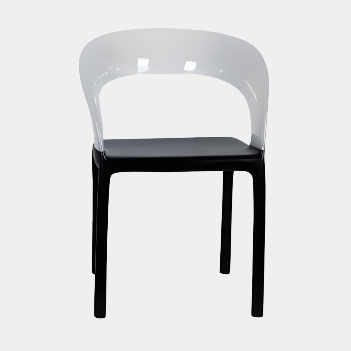 White & Black Curved Back Resin Dining Chair - 75cm