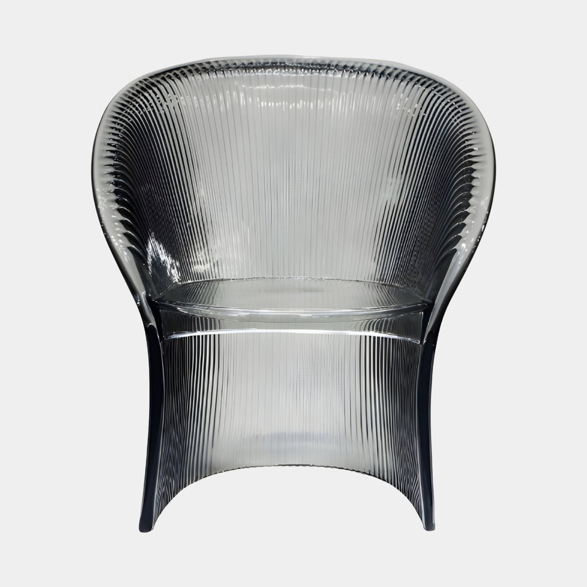 Smoke Grey Ribbed Resin Tub Chair - 78cm