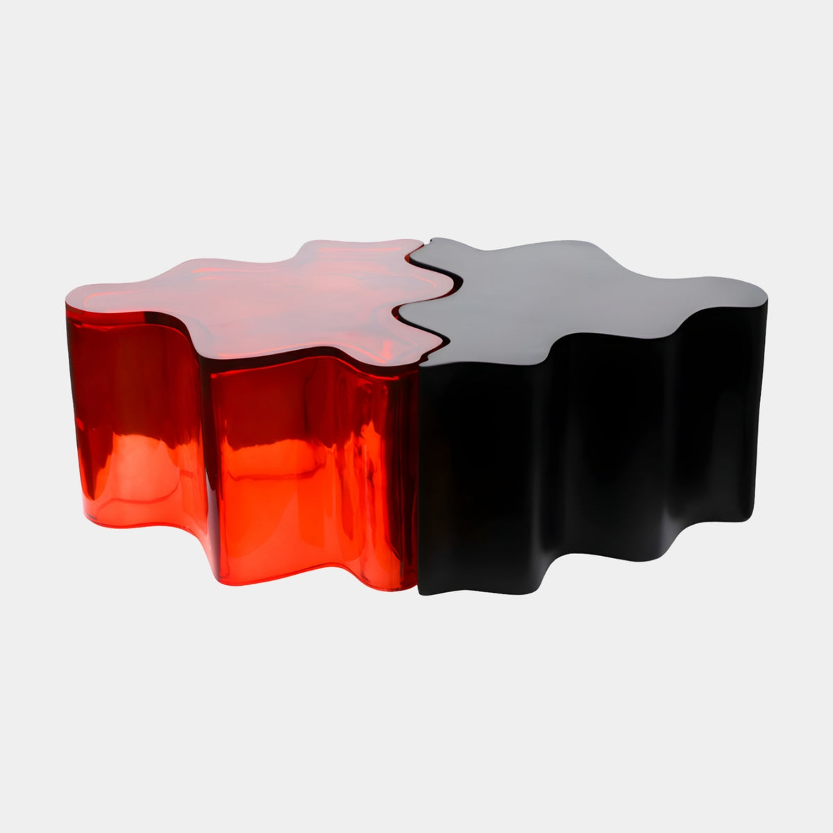 Red & Black Scalloped Cast Resin Low Table - 120cm