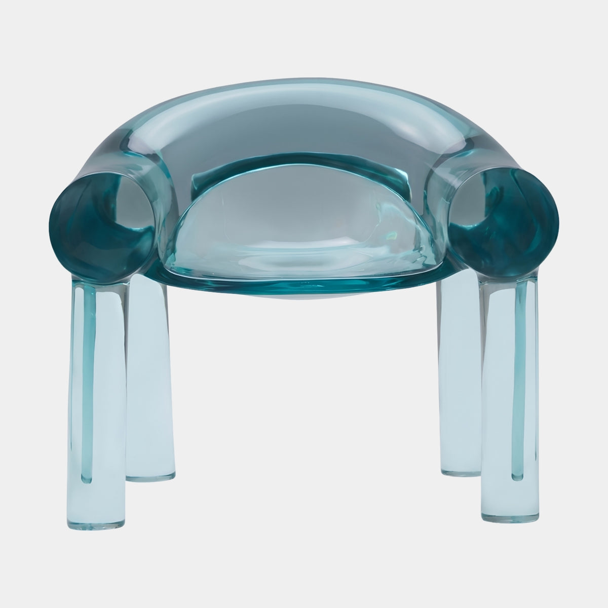 Teal Rolled Tube Cast Resin Armchair - 83cm